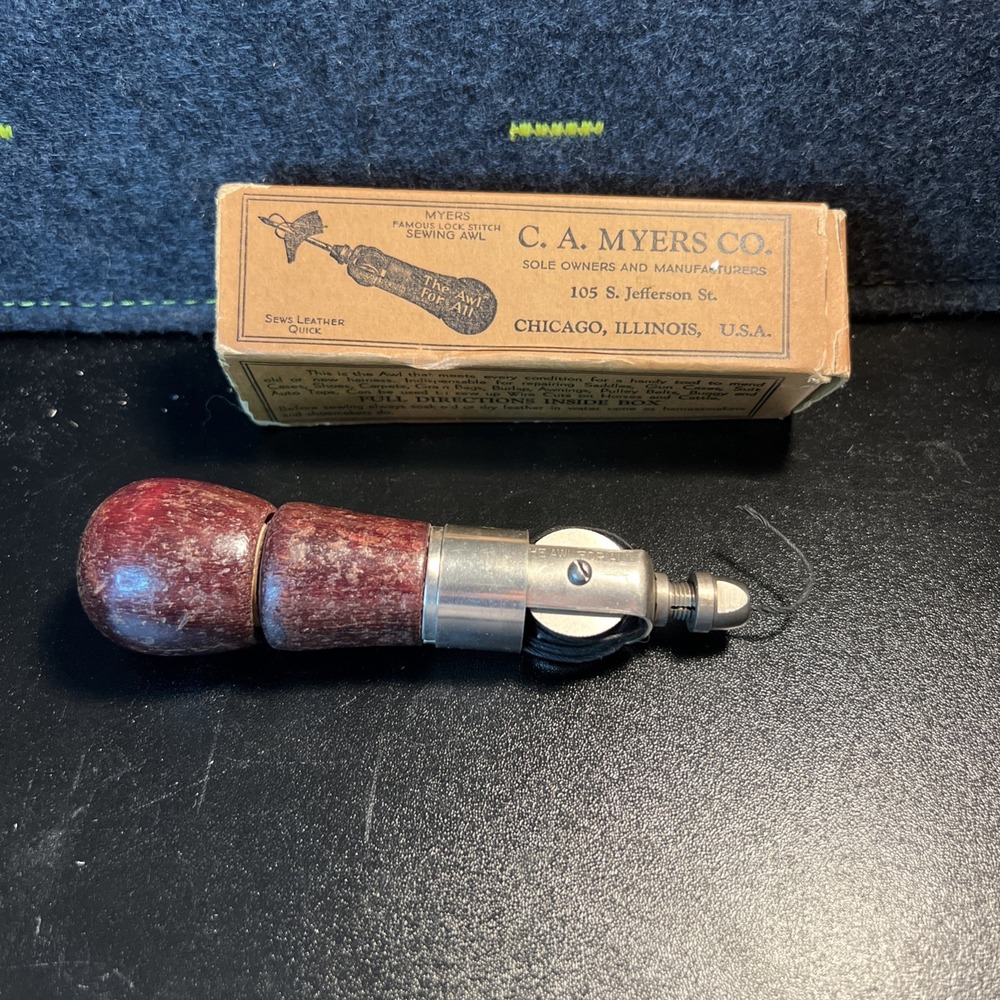 Vintage CA Myers Co‎ Sewing Awl Leather Canvas Original Box